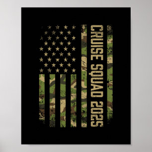Affiche Équipe Croisière Camo 2025 États-Unis Drapeau Amér