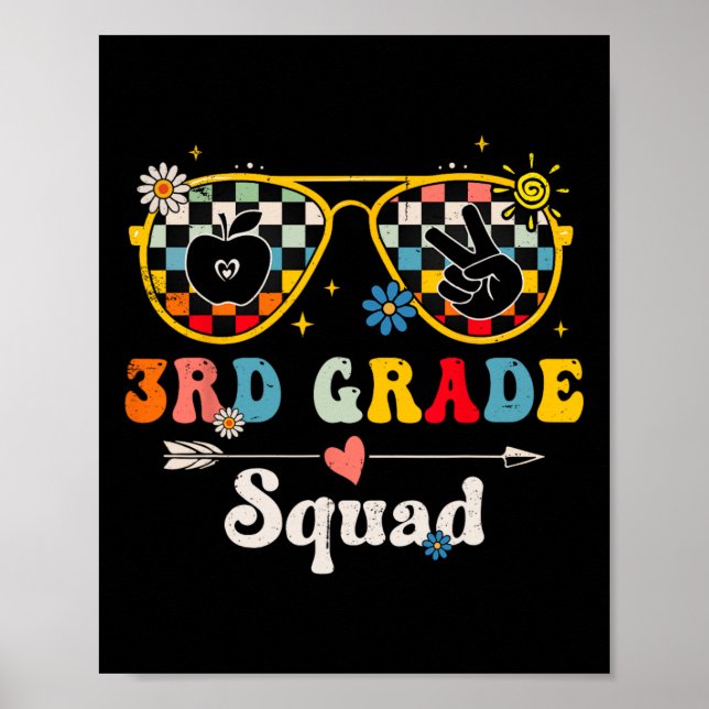Affiche Équipe de 3e année Mignonne Groovy Enseignant Élèv (Devant)