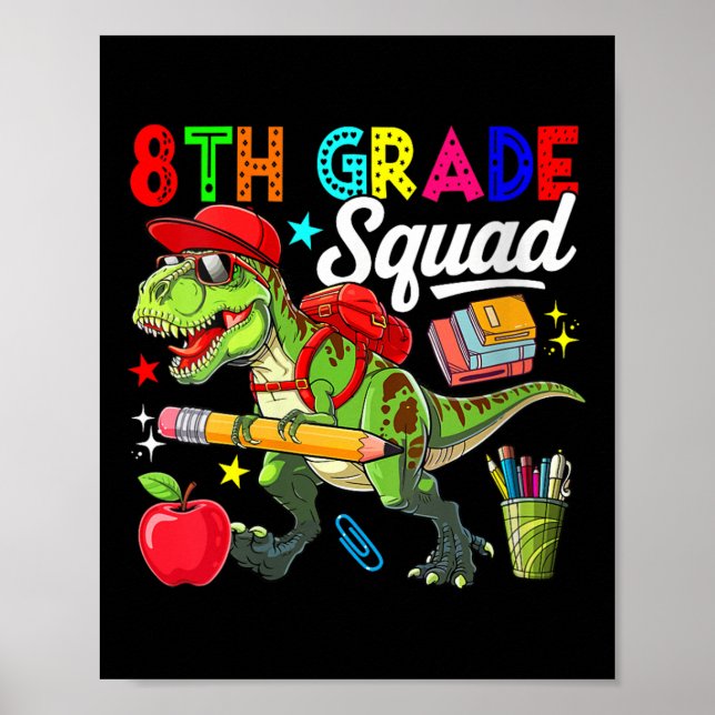 Affiche Équipe de 8e année féminine T-rex lunettes de sole (Devant)
