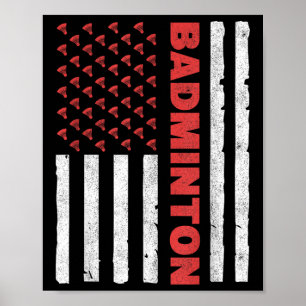 Affiche Équipe de badminton Drapeau américain Badminton Us