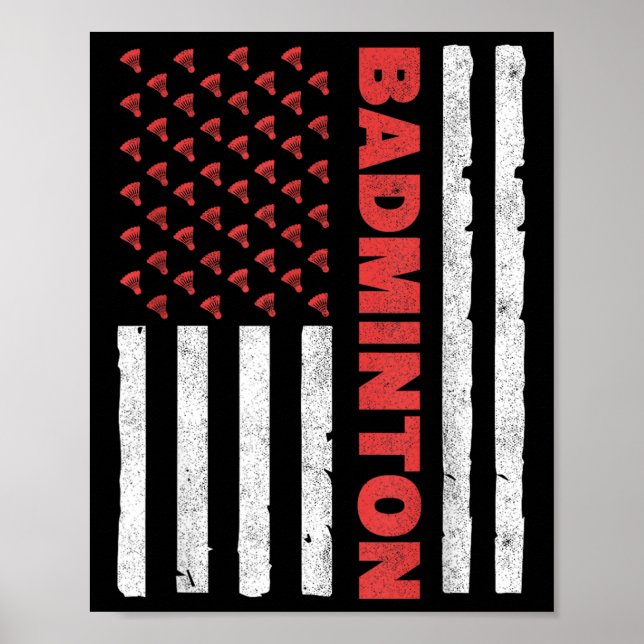 Affiche Équipe de badminton Drapeau américain Badminton Us (Devant)