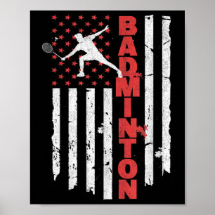 Affiche Équipe de badminton Drapeau américain Usa Badminto