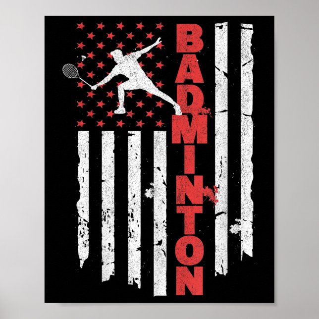 Affiche Équipe de badminton Drapeau américain Usa Badminto (Devant)
