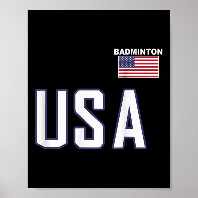 Affiche Équipe de badminton Drapeau Usa Équipement de joue (Devant)