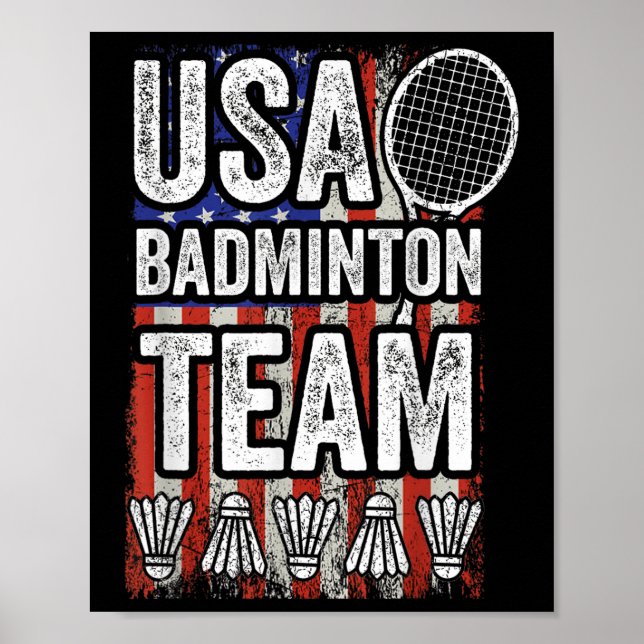 Affiche Équipe de badminton Usa Drapeau américain Badminto (Devant)