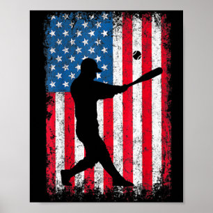 Affiche Équipe de baseball du drapeau américain Hommes Gar