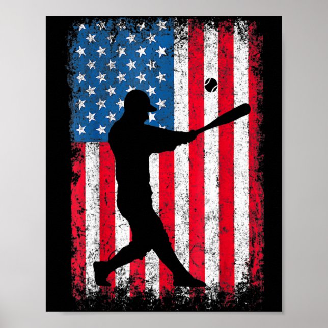Affiche Équipe de baseball du drapeau américain Hommes Gar (Devant)
