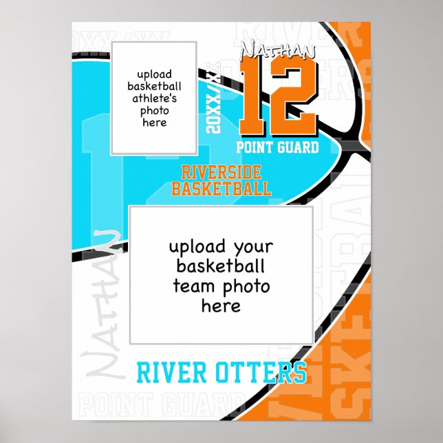 Affiche Équipe de basketball aux couleurs de TOUTE équipe  (Devant)