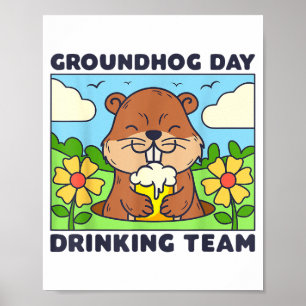 Affiche Équipe de boisson du jour de la marmotte Hommes dr
