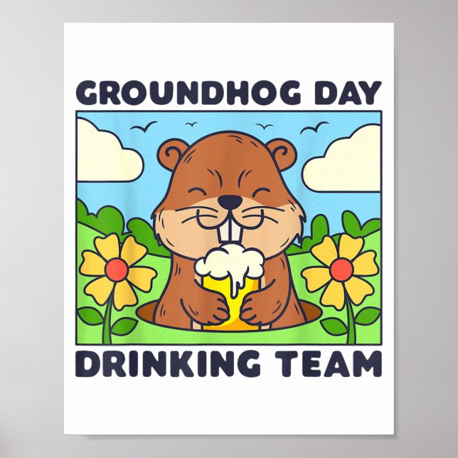 Affiche Équipe de boisson du jour de la marmotte Hommes dr (Devant)