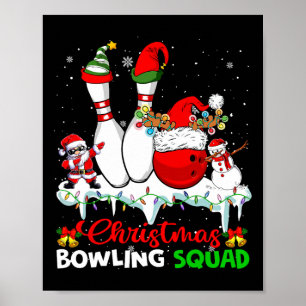 Affiche Équipe de bowling de Noël Dabbing Père Noël Elf Bo
