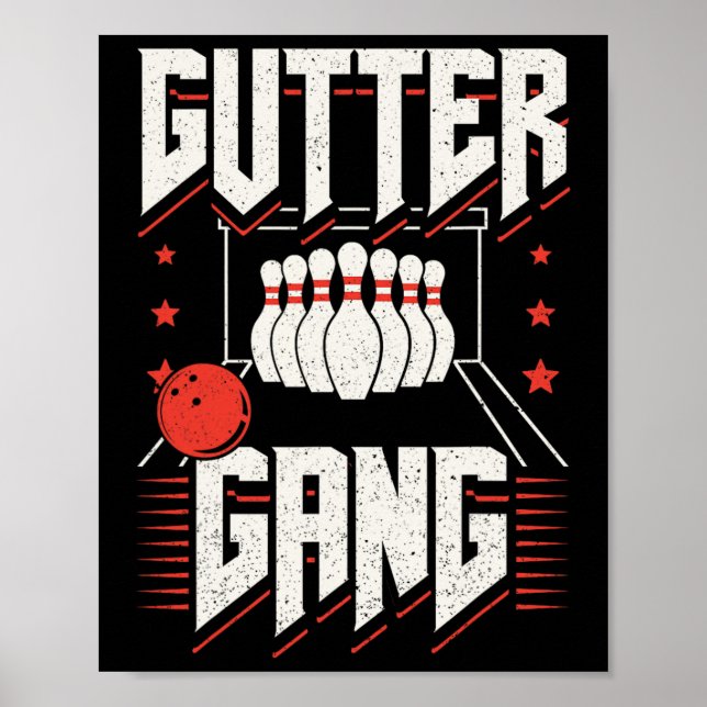 Affiche Équipe de bowling pins grève Gutter Gang (Devant)