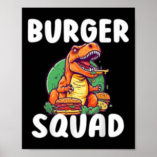 Affiche Équipe de burger de dinosaure T-rex amateurs de ha