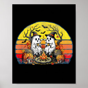 Affiche Équipe de camping effrayant joyeuse Halloween Feu
