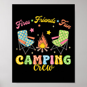 Affiche Équipe de camping Famille Amis Filles Enfants Ambi