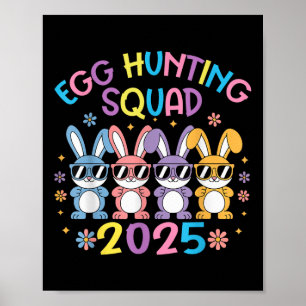 Affiche Équipe de chasse aux oeufs 2025 Joyeux lapin de Pâ