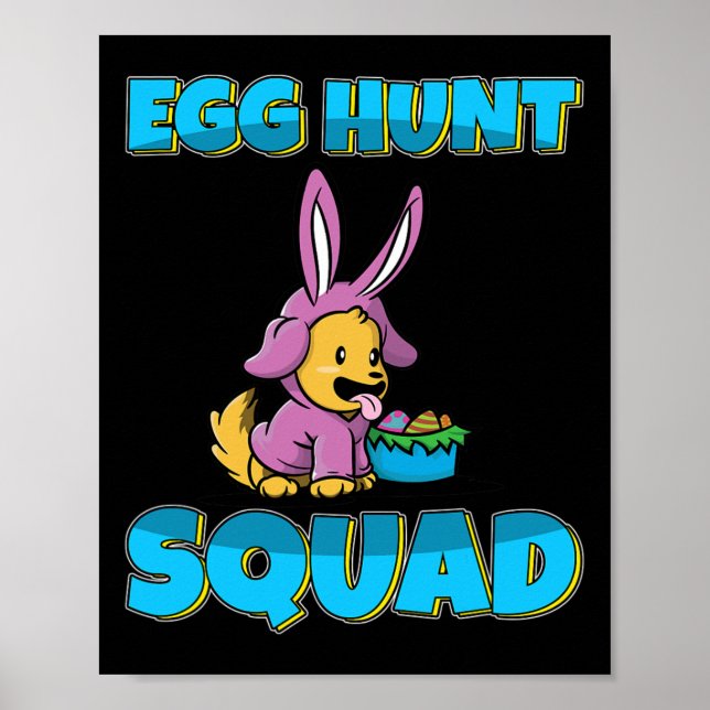 Affiche Équipe de chasse aux œufs Chien mignon Chiot Pâque (Devant)