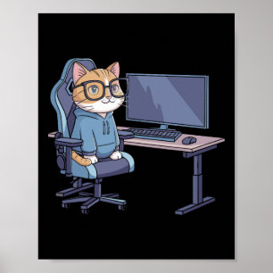 Affiche Équipe de chat de joueur Mème drôle 1
