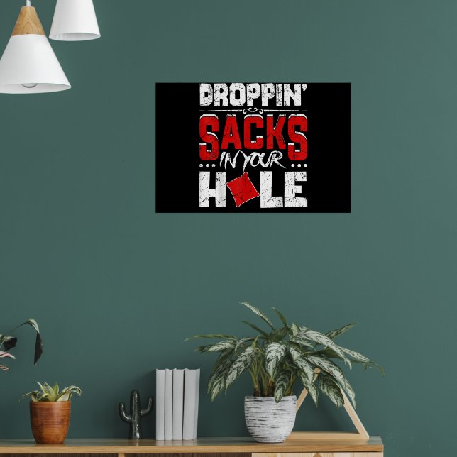 Affiche Équipe de Cornhole Drôle qui Lâche des Sacs dans V (Salon 1)