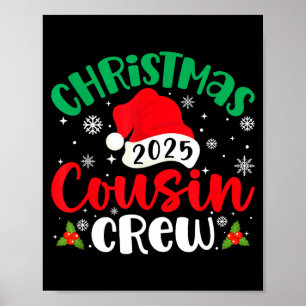 Affiche Équipe de cousins de Noël 2025 Chapeau de Père Noë