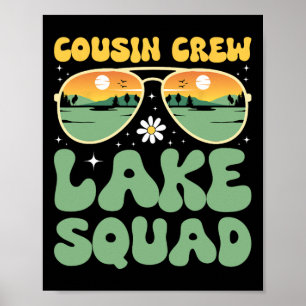 Affiche Équipe de cousins Lac Squad Sunset Famille Camping