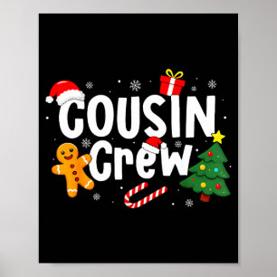 Affiche Équipe de cousins rétro gâteau de Noël Père Noël f