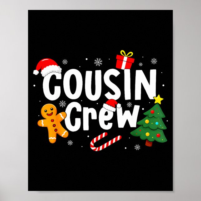 Affiche Équipe de cousins rétro gâteau de Noël Père Noël f (Devant)