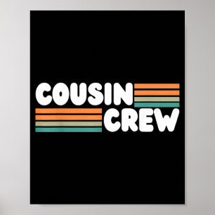 Affiche Équipe de cousins rétro rayures vacances d'été fam