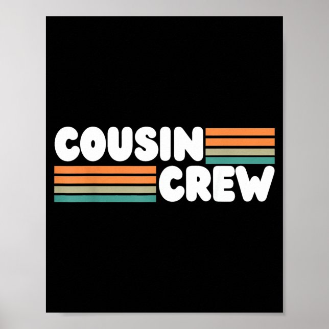 Affiche Équipe de cousins rétro rayures vacances d'été fam (Devant)