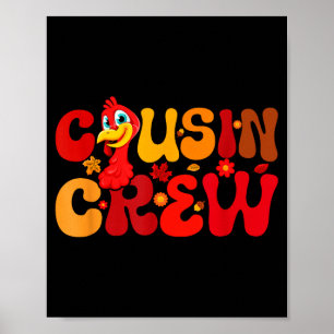 Affiche Équipe de cousins Thanksgiving dinde Mignonne Fami