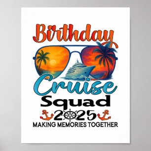 Affiche Équipe de croisière d'anniversaire 2025 Amis Famil