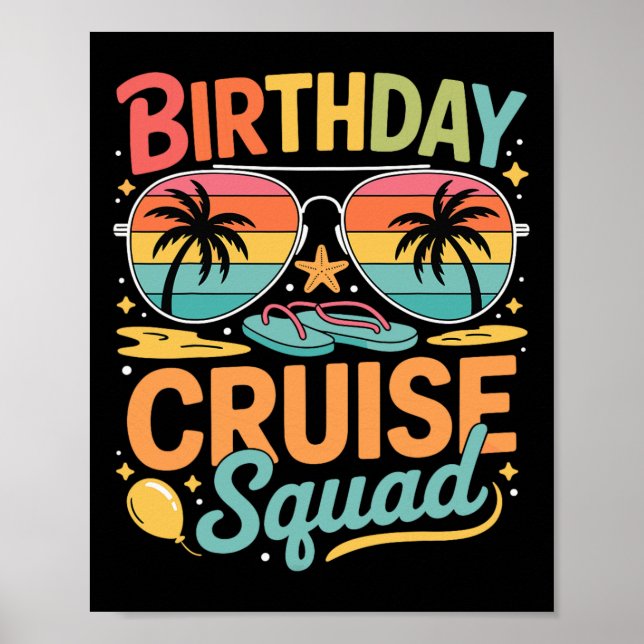 Affiche Équipe de croisière d'anniversaire Réunion de vaca (Devant)