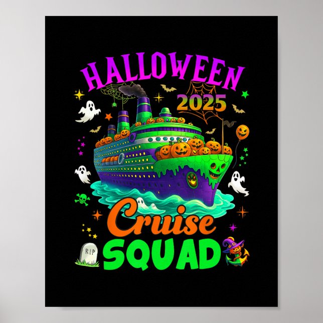 Affiche Équipe de croisière Halloween 2025 Croisière en ba (Devant)