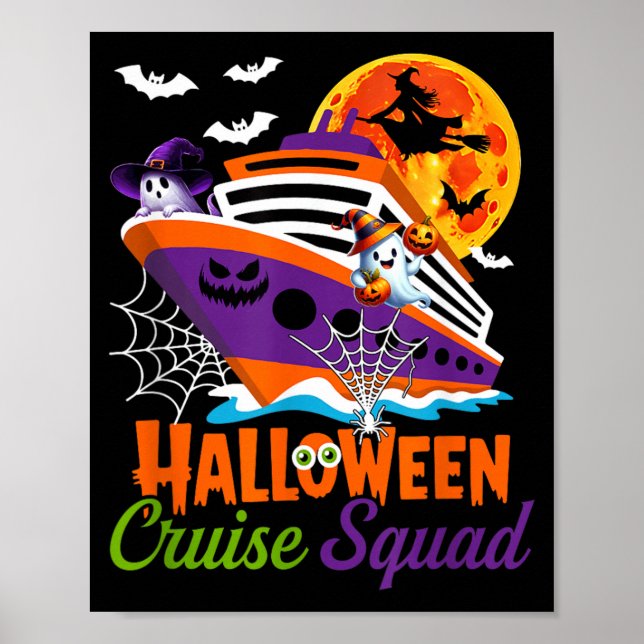 Affiche Équipe de croisière Halloween fantômes sorcière ho (Devant)