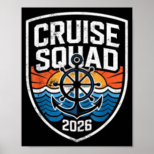 Affiche Équipe de croisière nautique rétro 2026 famille ap