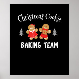 Affiche Équipe de cuisine de Noël homme en pain d'épices