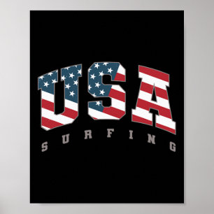 Affiche Équipe de drapeau Usa Surf Support Athlète Surfing
