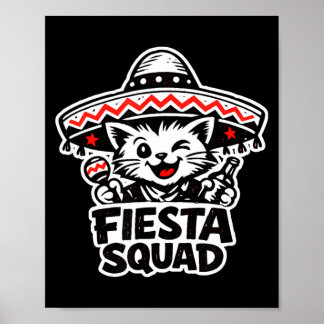 Affiche Équipe de fiesta, chat amusant, design cinq mai de