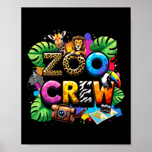 Affiche Équipe de girafe du zoo Safari Animalier Gardien d