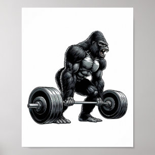 Affiche Équipe de gym Fitness Groupe Haltérophilie Gorille