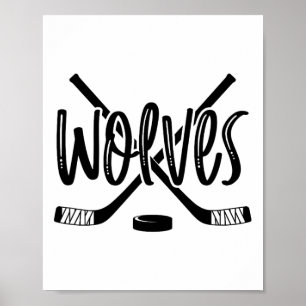 Affiche Équipe de hockey des loups Mascotte école Esprit J