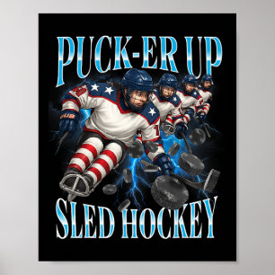 Affiche Équipe de hockey sur luge pour femmes et filles Sp