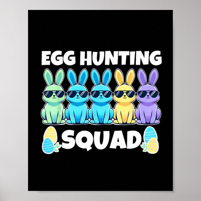Affiche Équipe de lapin de Pâques Humour Jour de chasse au (Devant)