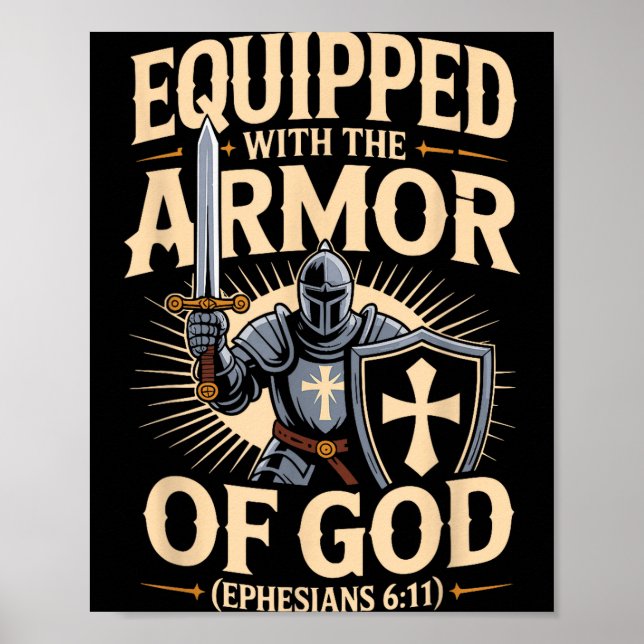 Affiche Équipé de l'armure de Dieu Version de la Bible chr (Devant)