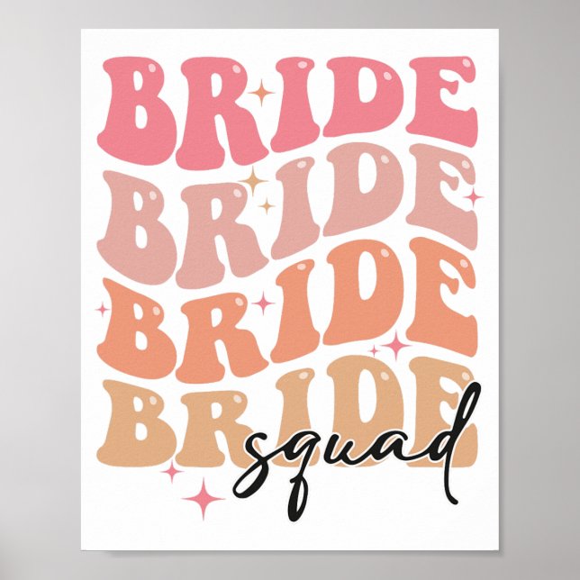 Affiche Équipe de mariée thème groovy Baby Shower EVJF (Devant)