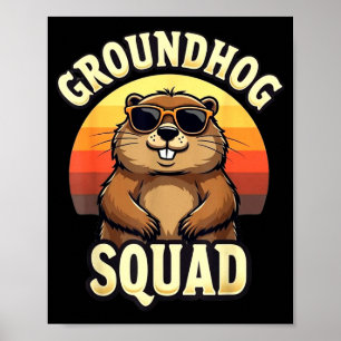 Affiche Équipe de marmotte drôle Bonne fête de la marmotte