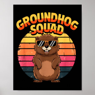 Affiche Équipe de marmotte drôle Bonne fête de la marmotte