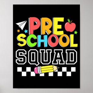Affiche Équipe de maternelle premier jour d'école heureux