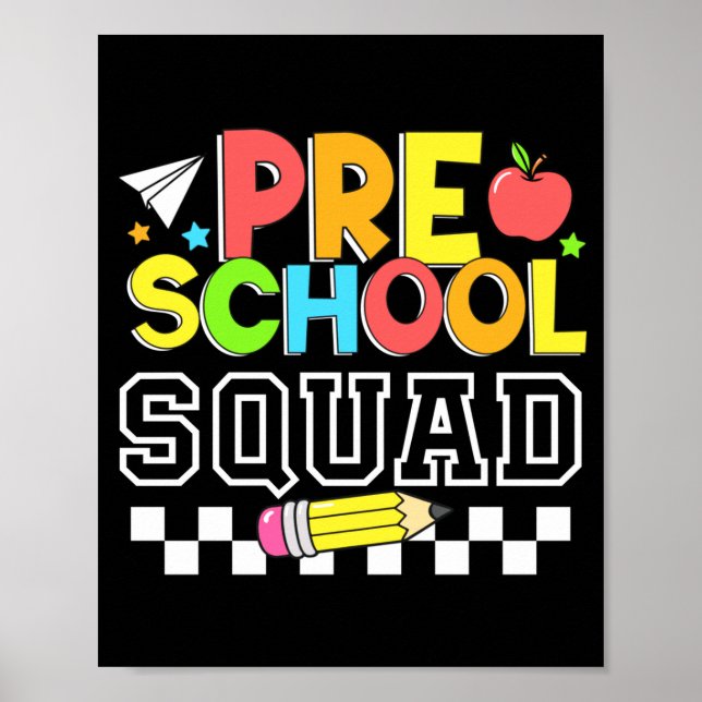 Affiche Équipe de maternelle premier jour d'école heureux  (Devant)