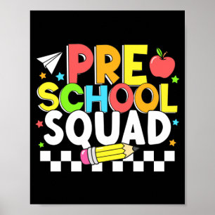 Affiche Équipe de maternelle premier jour d'école heureux